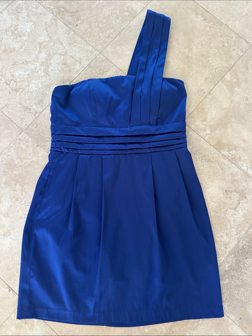 Beautiful Twenty-One Royal Blue One Shoulder Satin Look Dress